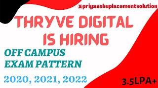 Thryve Digital is hiring 20222020  Thryve Digital Exam Pattern  Thryve Digital Off campus Drive [upl. by Bogart]