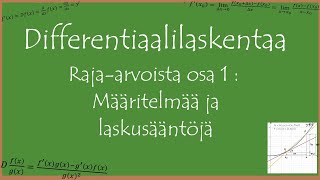 Differentiaalilaskentaa Raja arvoista osa 1 Johdanto määritelmä ja laskusäännöt [upl. by Auohs925]