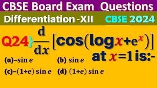 Q24  ddx cos⁡log⁡x  ex  at x1 is  Derivative of cos log x  ex [upl. by Snowman]