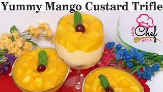 How to make custard fruit trifle  mango custard trifle  custard trifle  3 delicious custard shots [upl. by Ardnosac]