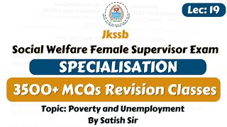 Poverty and Unemployment MCQs Revision for female supervisor by Satish sir  Jkssb Online tutorial [upl. by Garate]