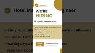 Were hiring quotHotel Maintenance Engineerquot for our client company [upl. by Wyn]