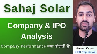 Sahaj Solar IPO  Sahaj Solar Limited IPO  GMP  Review  Analysis [upl. by Selia]