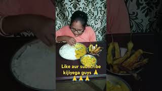 dal bhat aur baigan fry eating  short video foodmukbang [upl. by Etac]