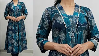 New Trendy Front Pleated V Collar Neck Kurti Cutting and stitching  kurti Design [upl. by Ellenuahs828]