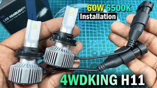 4WDKING H11 60W 6500K LED Headlight Bulb Unboxing and Installation Test [upl. by Eznyl993]