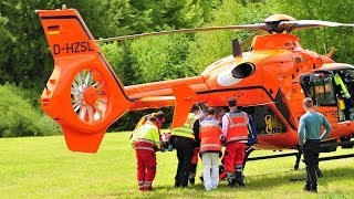 Waldeck Motorradfahrer nach Unfall in Lebensgefahr  Rettungshubschrauber [upl. by Adriaens]