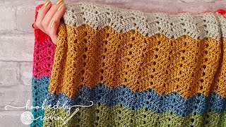 Crochet Peephole Chevron Stitch EASY ONE ROW REPEAT 🧶 [upl. by Atikaj]