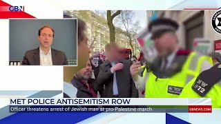 Officer threatens arrest of Jewish man at proPalestine march [upl. by Atnwahsal]