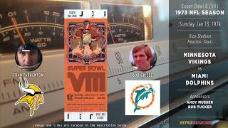 1974Jan13 • Super Bowl VIII• Minnesota Vikings vs Miami Dolphins  NFL Radio [upl. by Fotzsyzrk181]