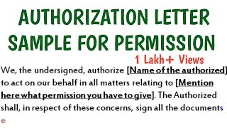 Sample Letter of Authorization Giving Permission  Authority Letter [upl. by Aniluap]