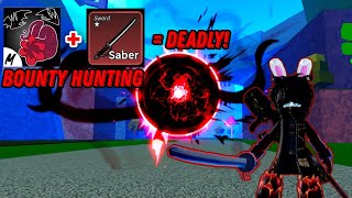 Sanguine Art  Saber v2 Rework Epic Bounty Hunting Montage  Blox Fruits  Kyuuru [upl. by Leveroni677]