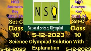 NSO Class 10 Solution SetC 2023  Science Olympiad Answer Key Class 10 SetC  NSO Answer Key 2023 [upl. by Ahseki]