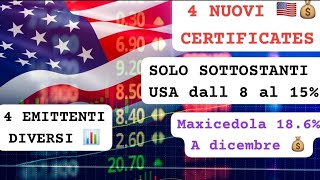 📊4 NUOVE EMISSIONI 📈 SUPER 💰SOTTOSTANTI USA 🇺🇸 POTENTISSIMI dividendi vontobel certificati [upl. by Dunseath]