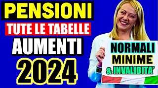 🔴 PENSIONI AUMENTI 2024 👉 TUTTE LE TABELLE UFFICIALI per NORMALI MINIME E INVALIDITÀ LE CIFRE 💰 [upl. by Ahsennek584]