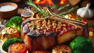 TBone Steak covered with Gold  Wood Fired Oven [upl. by Anegroeg643]