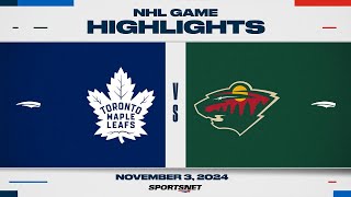 NHL Highlights  Maple Leafs vs Wild  November 3 2024 [upl. by Rostand]