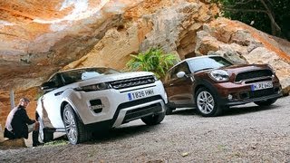 Mini Paceman vs Range Rover Evoque  Zwischen Sakko und Gummistiefeln [upl. by Kennet]