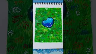 love shaped pond painting।। art artist acrylicpainting youtubeshorts [upl. by Anaujal90]