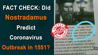 FACT CHECK Did Nostradamus Predict Coronavirus Outbreak in 1551  Factly [upl. by Eceinhoj]