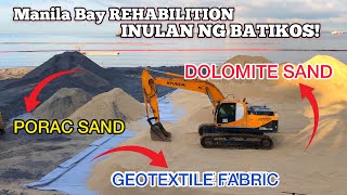 PAGLATAG NG DOLOMITE SAND AT GEOTEXTILE FABRIC  MANILA BAY UPDATE [upl. by Aehsel]