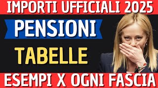 PENSIONI 2025 👉 NUOVI AUMENTI in ARRIVO  630€ TABELLE NUOVI IMPORTI NETTI con INCREMENTI [upl. by Aneema]