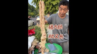 猪大肠肥又长，瘦子大叔想吃了，一根花了24元，真不贵 熟食摊猪大肠真不错，这位瘦子大叔买了一根花了24元卤味熟食 大肠 下酒菜 美食 路边摊美味 [upl. by Remlap]