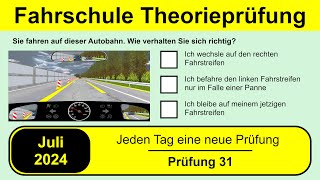 🚘 Führerschein Theorieprüfung Klasse B 🚗 Juli 2024  Prüfung 31 🎓📚 [upl. by Angelina]