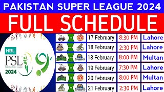 PSL 2024 All Matches Schedule  Full schedule of Pakistan super League 2024  Dates Venue amp Timing [upl. by Armat]