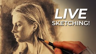 LIVESTREAM  Lets Sketch a Portrait with Graphite [upl. by Diandra]