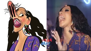 cardi b drawing memecardi b bad bunny amp j balvin  i like it  funny drawing memes for hit songs [upl. by Sollie]