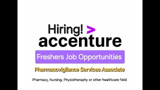 Freshers Pharmacovigilance Job  Accenture Hiring PV Services Associate  New Job 2024 [upl. by Atir]