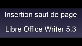 Insertion saut de page LO Writer 53 [upl. by Cross]