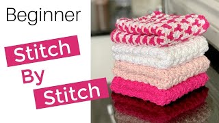 Crochet Dishcloth Tutorial Brighton  Extended Moss Stitch Crochet Dishcloth Free Pattern on Blog [upl. by Nellie327]