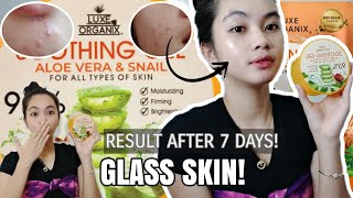 LUXE ORGANIX SOOTHING GEL ALOEVERA AND SNAILGlass Skin  Tanggal pimples Bianca Nollido [upl. by Valente792]