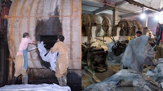 Wonderful Making Process of Pure Leather from Salted Cow Hides  How Skin Leather Made [upl. by Enilekcaj]