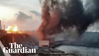 Moment Russian missile strikes Ukraines largest dam [upl. by Hairym182]