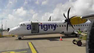 Flying to Guernsey from East Midlands on an Aurigny Airlines ATR72 [upl. by Jankey]