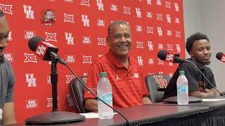 Houston Cougars Kelvin Sampson LJ Cryer JWan Roberts following exhibition win over Texas AampM [upl. by Mcfarland190]