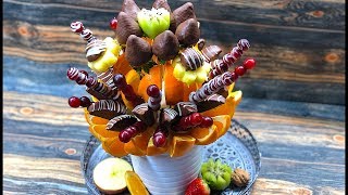 Fruit bouquet  Ovocná kytice  Fruit cake health food [upl. by Nosnev]