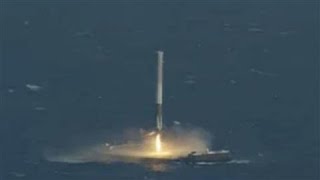 SpaceX Nails First Rocket Landing at Sea [upl. by Anirtap257]