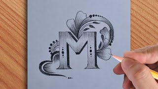 how to make beautiful M letter drawing tattoo  simple drawing of M letter drawing with pencil [upl. by Halullat]