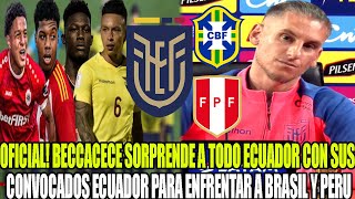 OFICIAL BECCACECE SORPRENDE A TODO ECUADOR CON SUS CONVOCADOS ECUADOR PARA ENFRENTAR A BRASIL Y PERU [upl. by Atinauj]