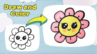 How to Draw a Cute Flower  Easy Drawing for Toddlers and Kids  Step By Step Drawing [upl. by Arualana]