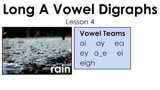 Vowel Digraphs  Long a  ai ay ea  Lesson 4 [upl. by Zitella175]