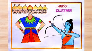 Dussehra drawingDussehra poster drawingDussehra chartVijay dashmi drawingRavan drawingEasy [upl. by Dachy]