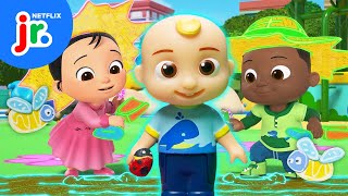 Farmer JJs Planting Playground Party 🌱 CoComelon Lane Toy Play  Netflix Jr [upl. by Lanfri]