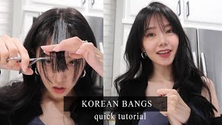 KOREAN quotSEE THROUGHquot BANGS TUTORIAL  Quick Trim 시스루뱅 앞머리 [upl. by Htebiram258]