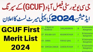 GC University Faisalabad Spring admissions First Merit list 2023GCUF First Merit 2024 [upl. by Sherwin528]