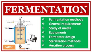 FERMENTATION  PART1  GENERAL REQUIREMENTS  FERMENTER DESIGN  DIFFERENT PARTS AND FUNCTION OF IT [upl. by Kenelm]